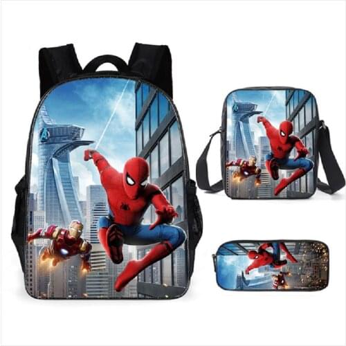 3PCS School Backpacks Cartoon Spiderman 3D Print School Bags For Girls boys Students Primary Daily Casual Travel Bag