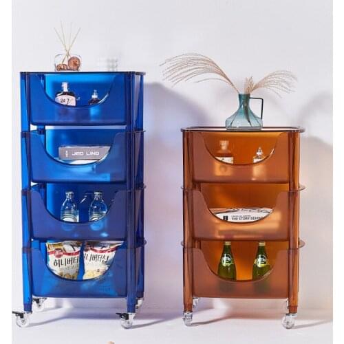 Nordic Acrylic Storage Cabinet Household Transparent Mobile Trolley Storage Rack Kitchen Rack For Living Room