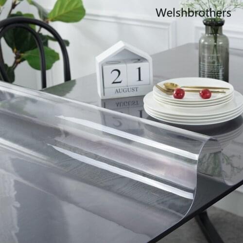 Tablecloth tablecloth pvc transparent silicone tablecloth kitchen tablecloth 1.0mm soft glass waterproof round tablecloth