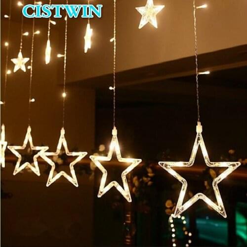 LED String Lights Pentagram Star Curtain Light Fairy Wedding Birthday Christmas Lighting Indoor Decoration Light 220V IP44