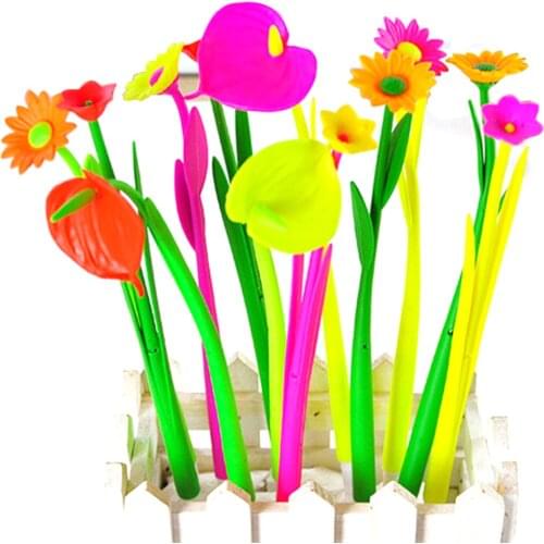 Creative 6pcs/1 Lot Fashion Stationery Bloom Sweet Lucky Flora Flowers Pen Design Ballpoint Pen Stationery