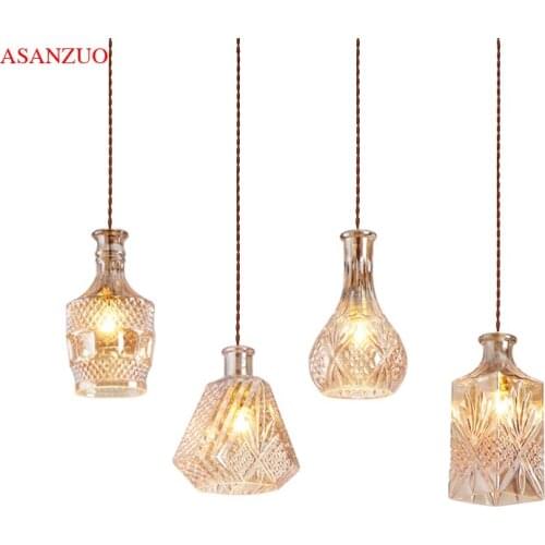 Vintage Wine Bottle Pendant Lights CafeRoom/Bar Lamp Single Glass Pendant Lamps Decoration Indoor Lighting E27