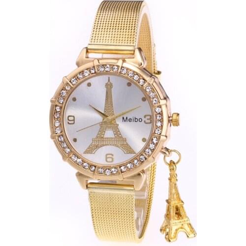 Watches Women Printed Towel Wrist Watch Luxury Casual Quartz Leather Wrist Watch Fashion Female Dress Clock