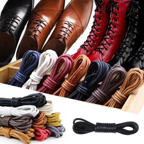 1Pair Leather Shoelaces Cotton Waxed Shoelaces Round Shoe laces Boot Shoes Laces Waterproof Leather Shoelace For Shoes Strings