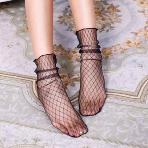 1 Pair Women Sexy Socks Transparent Ultrathin Sheer Mesh Ankle Hosiery Glitter Star Fishnet Dropship Hot Sale
