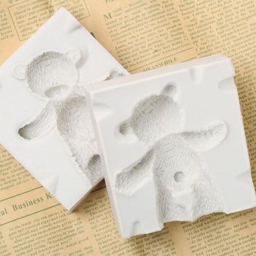 2pcs 3D Bear Shape Silicone Mold Ice Cube Maker Fondant Cake Decorating Tool DIY Sugarcraft Chocolate Mould