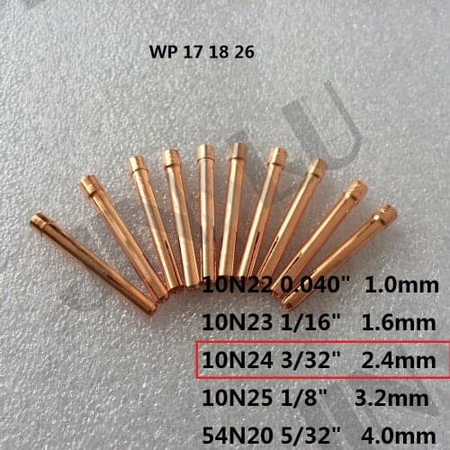 20pcs 10N24 3/32" 2.4mm Collet FIT TIG torch SR DB PTA WP 17 18 26 Series