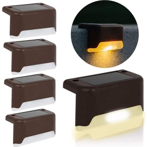4pcs LED Solar Stair Lamp Waterproof Outdoor Garden Pathway Yard Decks Patio Steps Fence Lamps Solar Night Light LED Decoration