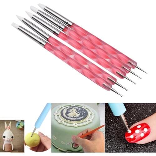 5 pcs Double-headed Cake Modelling Ball Tools Silicone Cutter Set Fondant Decorating Mold Tools