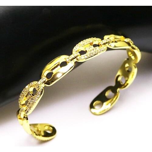 5 Pcs Pig nose shape zircon crystal bangles high quality zircon stone bangle fashion jewelry for women 51363