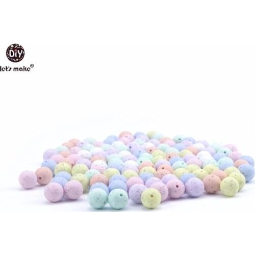 Lets Make Silicone Sesame Candy Colors Round Beads 50PC 15mm DIY Rattles Nursing Necklace Chewable Silicone Beads Baby Teether