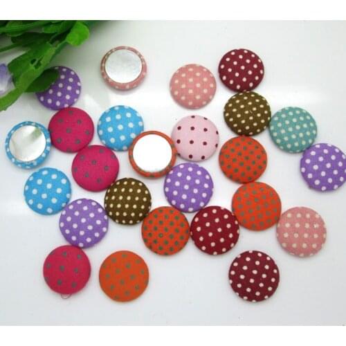 50Pcs Mixed Round Dot Fabric Covered Buttons Cabochon Scrapbooking Sewing Diy Accessories Cloth Fabric Flatback Button