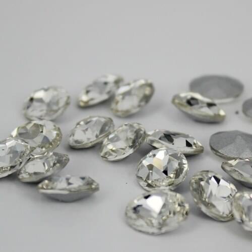 50cs 10x12mm Crystal Color Glass Stones Oval Shape Silver Foiled Beads Perfect For Diy Clothes Dresses Shoes Decorations