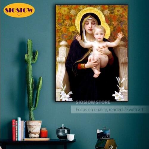 Full Drill Resin Square 5D DIY Virgin Mary And Child Diamond Painting Church Dimond Mosaic Embroidery Christian Religious Decor