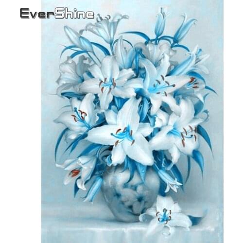 Evershine 5D Diamond Painting Flowers Full Drill Diamond Mosaic Cross Stitch Floral Blue Beautiful Diamond Embroidery Crystal