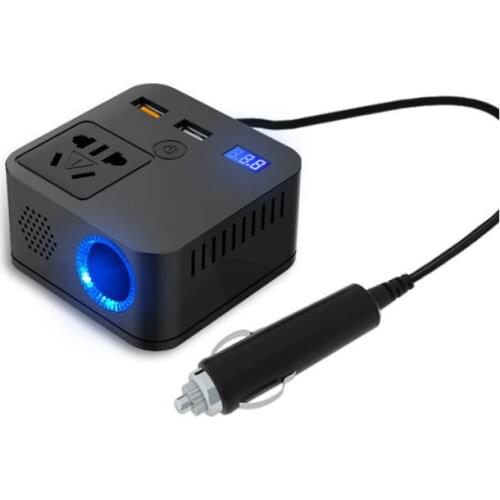 Vehicle Inverter 12/24V to 220V QC3.0 Fast Charger Home Power Converter pure sine Wave 150W