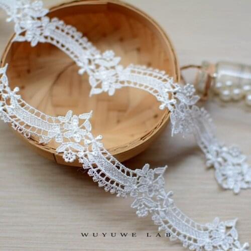 2m Hollow Out Crocheted Floral Lace Ribbons Water Soluble Embrodered Black White Lace Trimming DIY Crafts Handmade Fabric 3cm