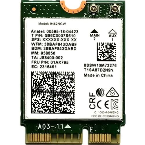 Wireless-AC Dual Band Wifi Card Adapter for In-tel 9462NGW CNVI NGFF M.2 Key E