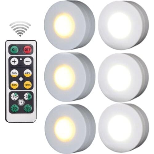 Wireless Dimmable Under Cabinet Light Touch Sensor LED Night Lamps Battery Power Remote Control Lamps for Kitchen Stair Bedroom