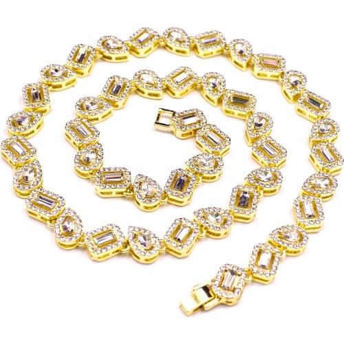 Miami 11MM Folding Buckle Cuban Link Charm Gold Silver Plated Iced Out Baguette Drop Shape Zircon Hip Hop For Women Jewelry