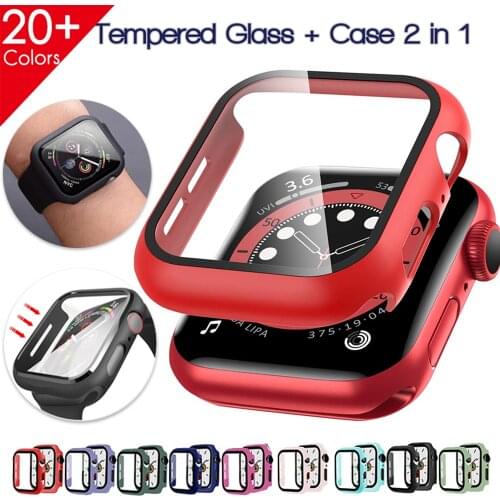 Watch Cover Case for Apple Watch 6/SE/5/4/3/2/1 Tempered Screen Protector Bumper Frame Case Glass Film for Iwatch Series 6 5 4