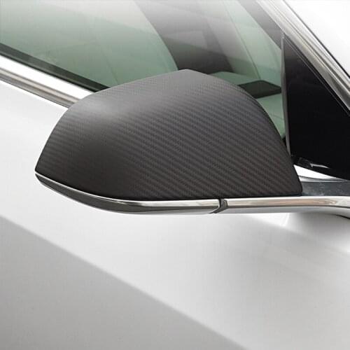 For Tesla Model 3 Car Carbon Fiber Rearview Mirror Shell Decorative Shell Mirror Cover Modified Accessories