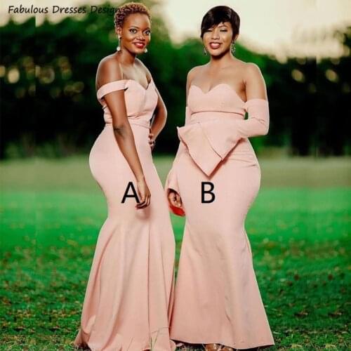 Champagne Sweetheart Bridesmaid Dresses Long Trumpet Sleeves Mermaid Off Shoulder Long Bridal Party Dress Maid Of Honor