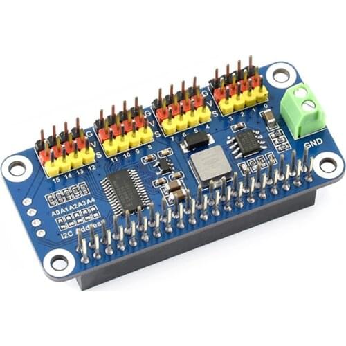 For Raspberry Pie 4B / 3B + / Zero W 16 Channel Steering Gear Drive Board PWM Drive Module 12C Interface