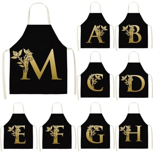 26 Golden Letters Alphabet Apron Kids Kitchen Baking Accessories Aprons for Women Household Cleaning Woman Kitchen Apron Apron
