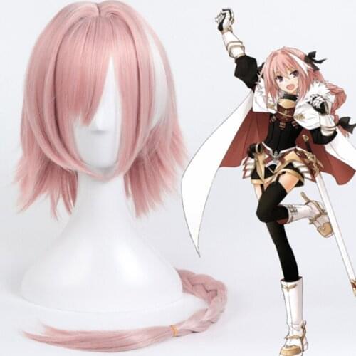 Game Fate Grand Order Cosplay Wigs Astolfo Kuro No Rider Cosplay Wig Heat Resistant Synthetic Wig Halloween Party FGO Cosplay