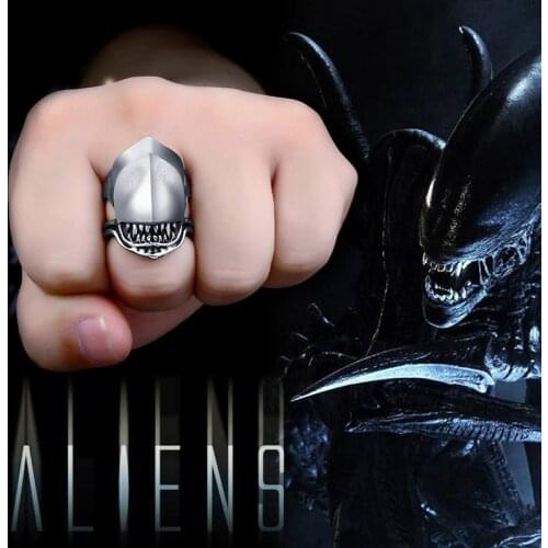 BEIER Movie Stainless steel Alien battle Predator Shark Animal ring Men Fashion party gifts for guests souvenirs 2018 BR8-565
