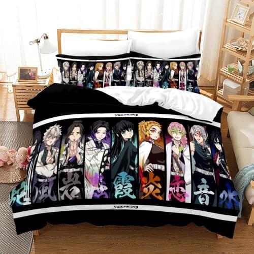 Demon Slayer Bedding Set Single Twin Full Queen King Size Demon Slayer Bed Set Children Kid Bedroom Duvetcover Sets 3D Print 036