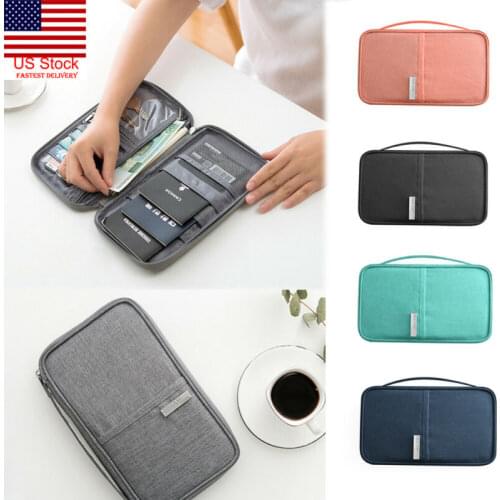 Hot Portable Full Closure Zipper Travel Organiser Passport Holder Wallet Family Holder Accessories Document Organizer Bag Case
