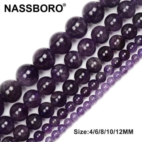 Natural Purple Crystal Beads Charm Natural Stone Beads for Jewelry Making Loose Spacer DIY Beaded Bracelet Necklace Accessories