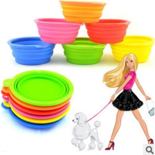 Wholesale 200pcs/lot silicone foldable pet cat dog bowl olding collapsible puppy doggy feeder water food container