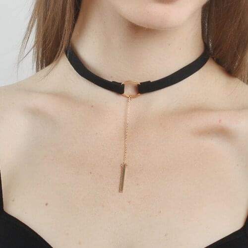 GinaDeer Korean Collier Geometric Necklace Stainless Steel Word Tassel Pendant Collar Necklace Chain Collar De Mujer Choker