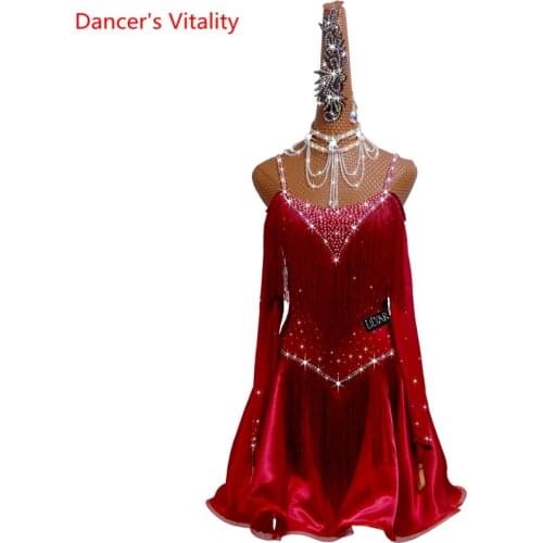 Latin Dance Dress Female High-end Custom Sexy Sling Tassel Dance Skirt Adult Children Professional Performance Clothing