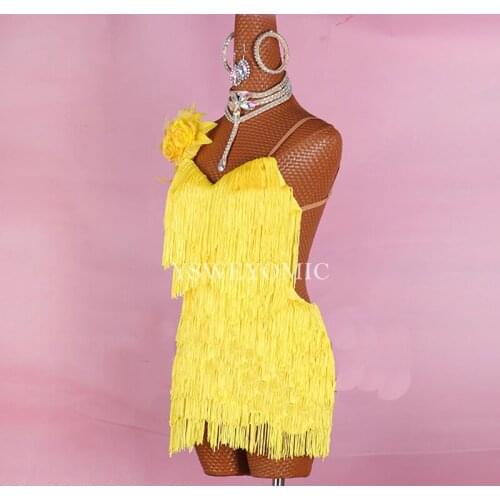Durable Latin Dancing Dresses For Ladies Yellow Orange Pink Color Clothes Fashion Women Ballroom Competitive Stage Costumes