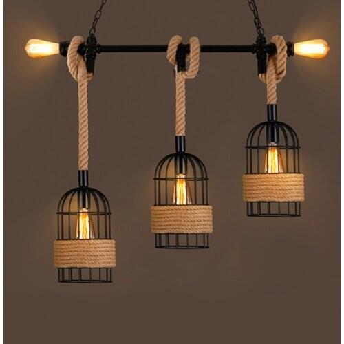 Retro industrial style wrought iron chandelier old craft bar, restaurant, coffee shop, dining table, bar table lamp decoration p