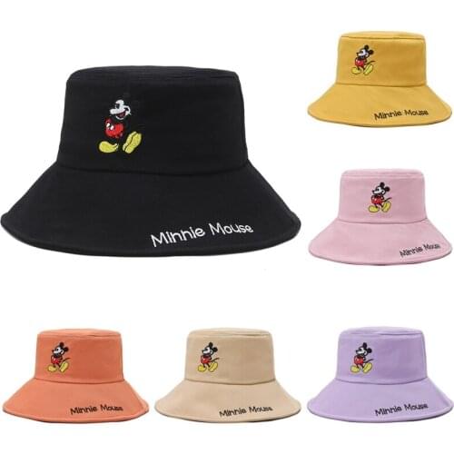 Disney Mickey Mouse Female Hat Summer Sun Hat Korea Basin Hat Sun Beach Student Cartoon Cute Sun Hat Embroidery Fisherman Hat