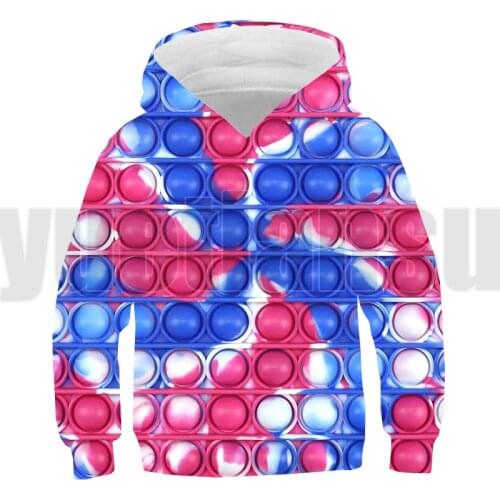 3D POP It Hoodie Teenager Oversized Sweatshirt Men Family Games Rainbow Pop Fidget Streetwear Winter Pullover Kids Lounge Wear