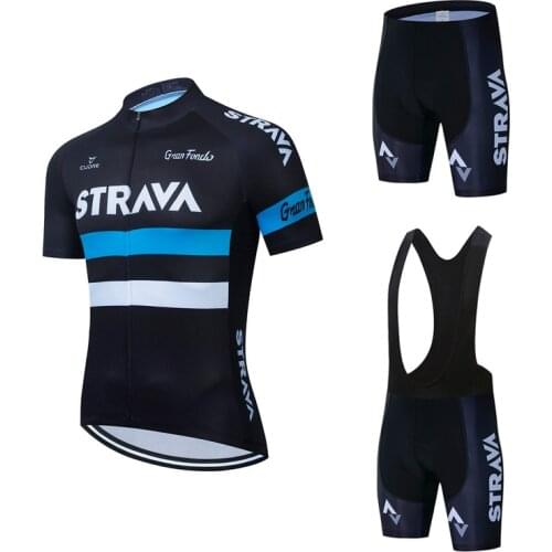 2021 STRAVA Cycling Jersey Set Breathable Mountain Bike Short Sleeve Clothes MTB Bicycle Bib Set Uniform Bike Racing Sportswear