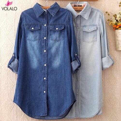 VOLALO Light Blue Blouses