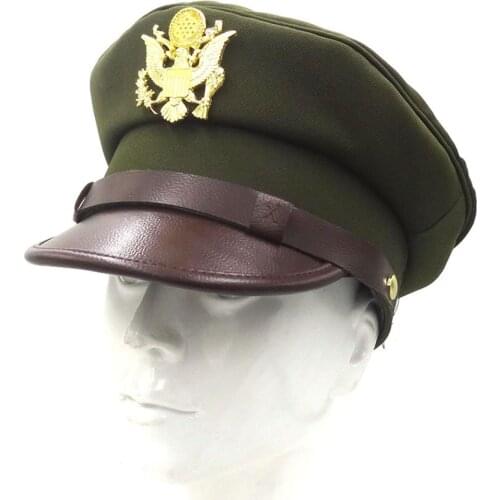 WWII WW2 US Air Force USAF Officer Cap Hat With Golden Eagle Badge AAF Cap