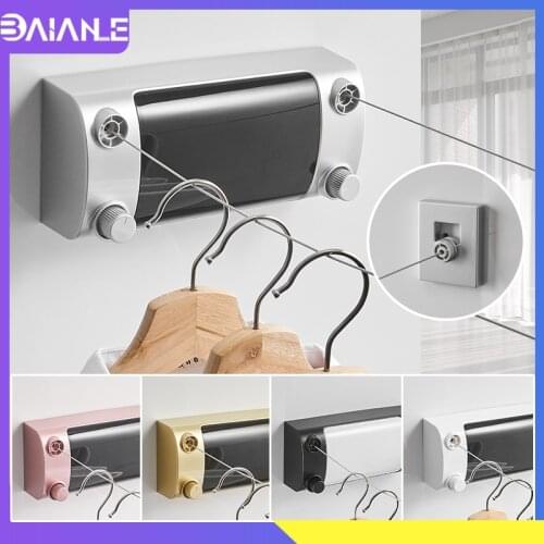 Retractable Clothesline Hanger Indoor Outdoor Drying Rack ABS Plastic Clothesline Rack Balcony Laundry Dryer Double Wire Rope