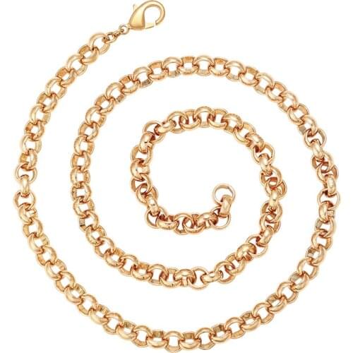 XP Jewelry --( 55 cm * 7 mm) Gold Color 18 k O Circle Chain Necklaces Jewelry for Men Hip Hop Nickel free Copper