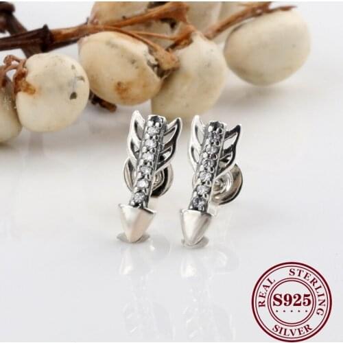 Valentine Day 925 Sterling Silver Shiny Love Arrow Earrings For Women Wedding Party Jewelry Gift