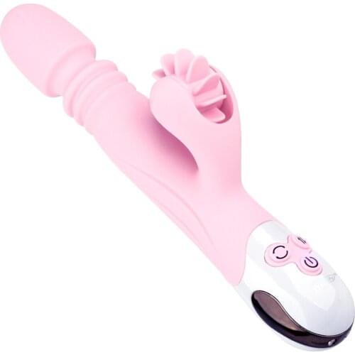 Female Dildo AV Vibrator Telescopic Vibrating Sex Toys for Woman Erotic Tongue Licking Clitoris Stimulator Adult sex Machine