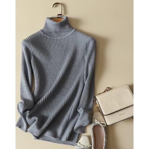 Turtleneck Knitted Women Sweater And Pullovers Long-Sleeved Office Lady Elegant Pulls All Match Outwear Tops