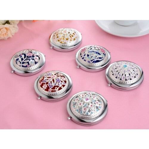 100pcs/lot Silver hollow carved folding double-sided makeup small mirror portable gifts for woman wholesale
